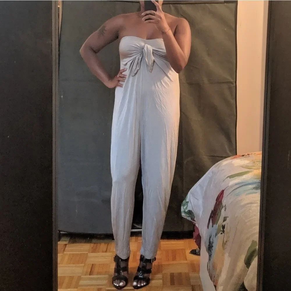 Zara silver strapless jumpsuit - Picture 3 of 7